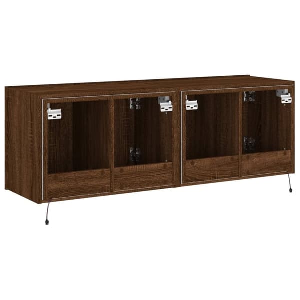 vidaXL Vegghengte TV-benker med LED 2 stk brun eik 60x35x41 cm