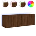 Miniatyrbilde 2 av 11: vidaXL Vegghengte TV-benker med LED 2 stk brun eik 60x35x41 cm