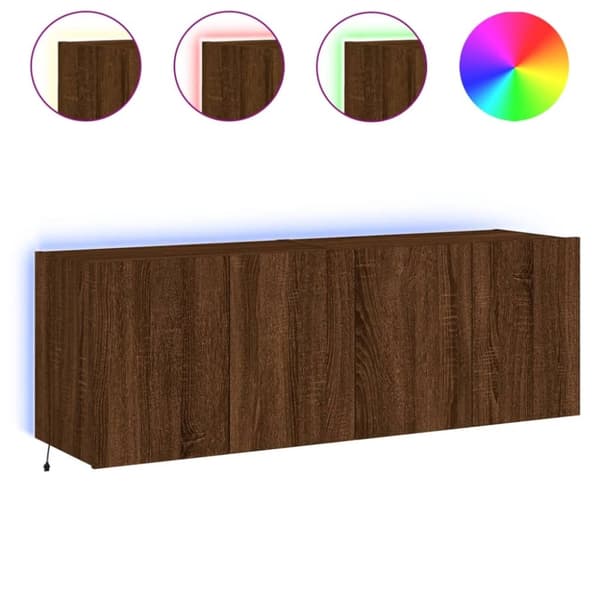 vidaXL Vegghengte TV-benker med LED 2 stk brun eik 60x35x41 cm