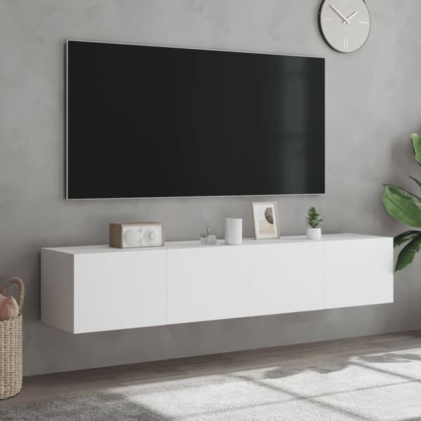 vidaXL Väggmonterad tv-bänk LED 2 st vit 80x35x31 cm