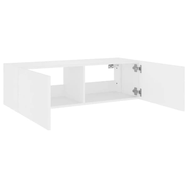 vidaXL Väggmonterad tv-bänk LED vit 100x35x31 cm