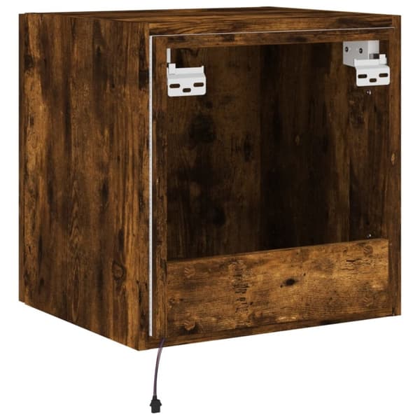 vidaXL TV-seinäkaappi LED-valoilla savutammi 40,5x35x40 cm