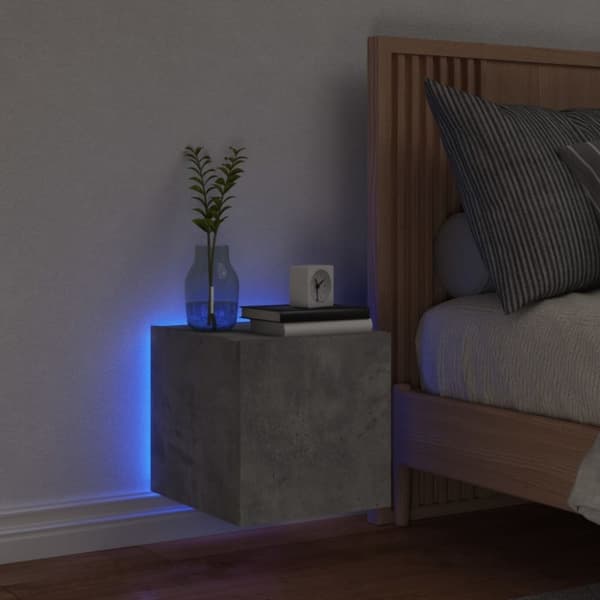 vidaXL væghængt tv-bord med LED-lys 30,5x35x30 cm betongrå