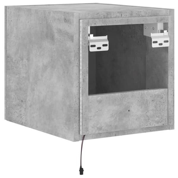 vidaXL væghængt tv-bord med LED-lys 30,5x35x30 cm betongrå