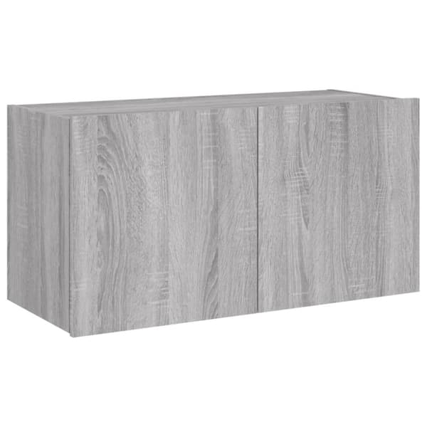 vidaXL Vegghengt TV-benk med LED grå sonoma 80x35x41 cm