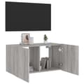 Miniatyrbilde 7 av 11: vidaXL Vegghengt TV-benk med LED grå sonoma 80x35x41 cm
