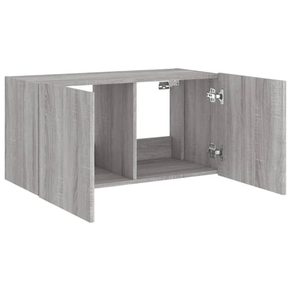 vidaXL Vegghengt TV-benk med LED grå sonoma 80x35x41 cm