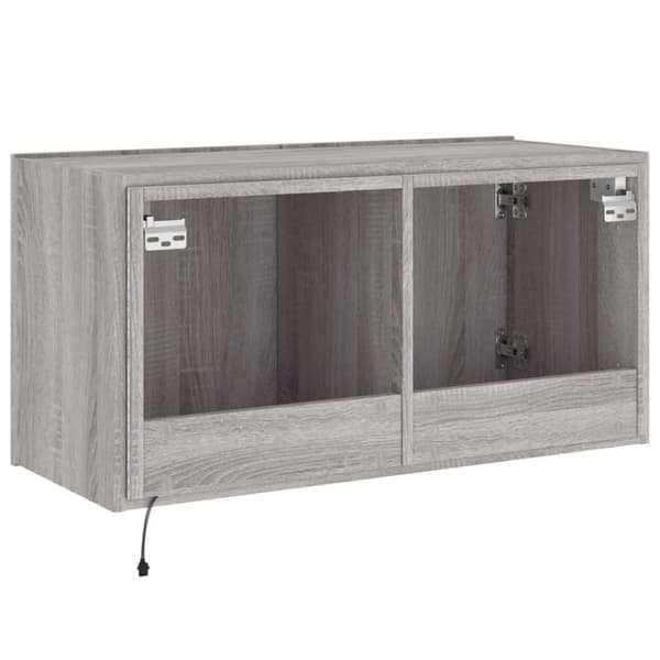 vidaXL Vegghengt TV-benk med LED grå sonoma 80x35x41 cm