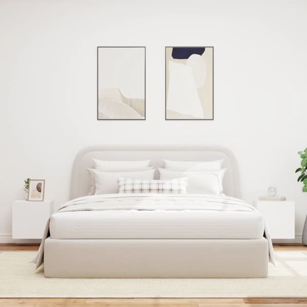 vidaXL Vegghengte TV-benker med LED 2 stk hvit 40,5x35x40 cm