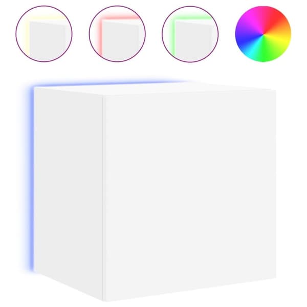 vidaXL væghængte tv-borde 2 stk. med LED-lys 40,5x35x40 cm hvid