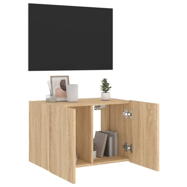 vidaXL Vegghengt TV-benk med LED sonoma eik 60x35x41 cm