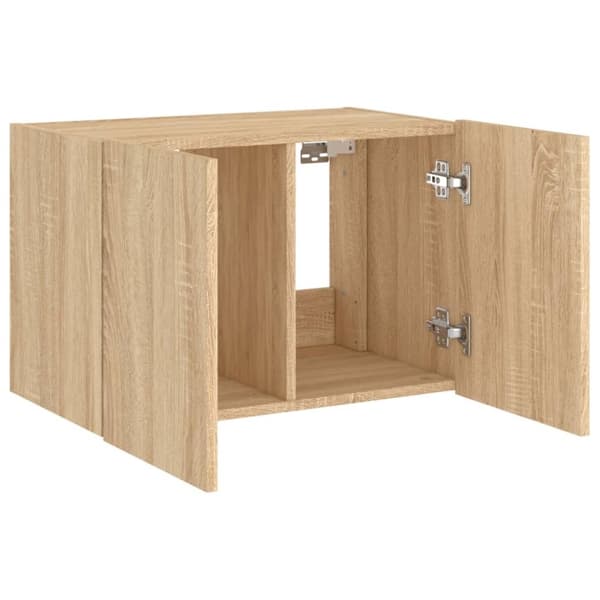 vidaXL Vegghengt TV-benk med LED sonoma eik 60x35x41 cm