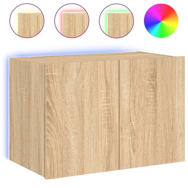 vidaXL Vegghengt TV-benk med LED sonoma eik 60x35x41 cm