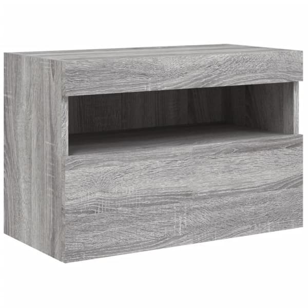 vidaXL væghængt tv-bord m. LED-lys 60x30x40 cm grå sonoma-eg