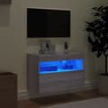 Miniatyrbillede 4 af 11: vidaXL væghængt tv-bord m. LED-lys 60x30x40 cm grå sonoma-eg