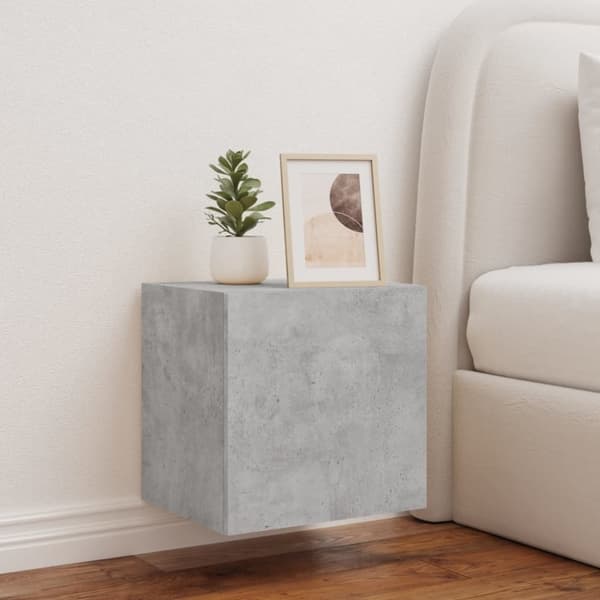 vidaXL Vegghengt TV-benk med LED-lys betonggrå 40,5x35x40 cm