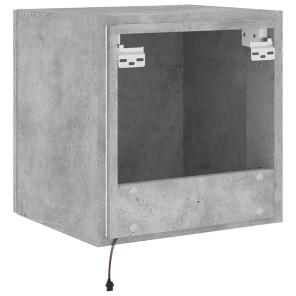 vidaXL Vegghengt TV-benk med LED-lys betonggrå 40,5x35x40 cm