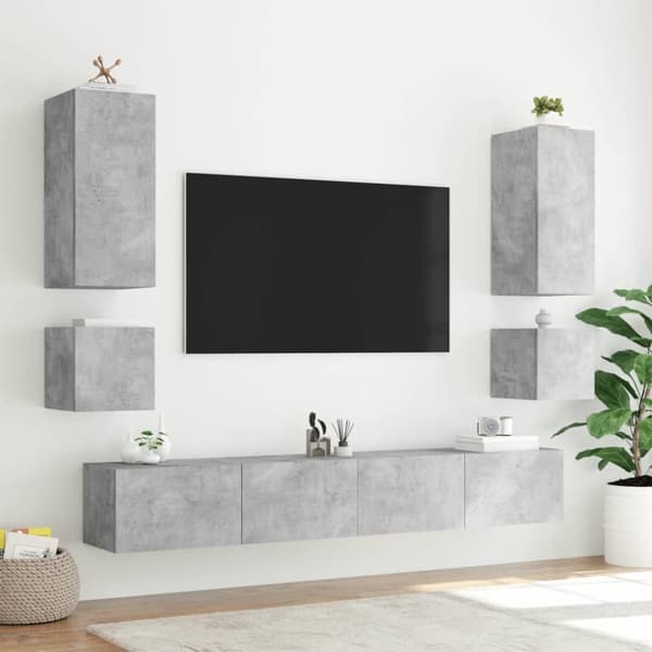 vidaXL væghængte tv-borde 2 stk. med LED-lys 40,5x35x40 cm betongrå