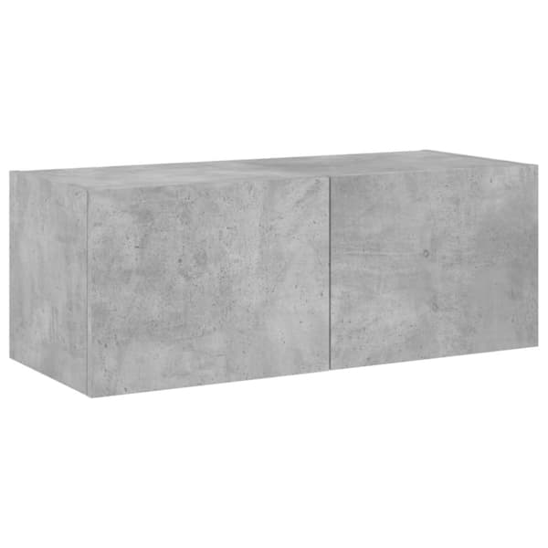 vidaXL Väggmonterad tv-bänk LED betonggrå 80x35x31 cm