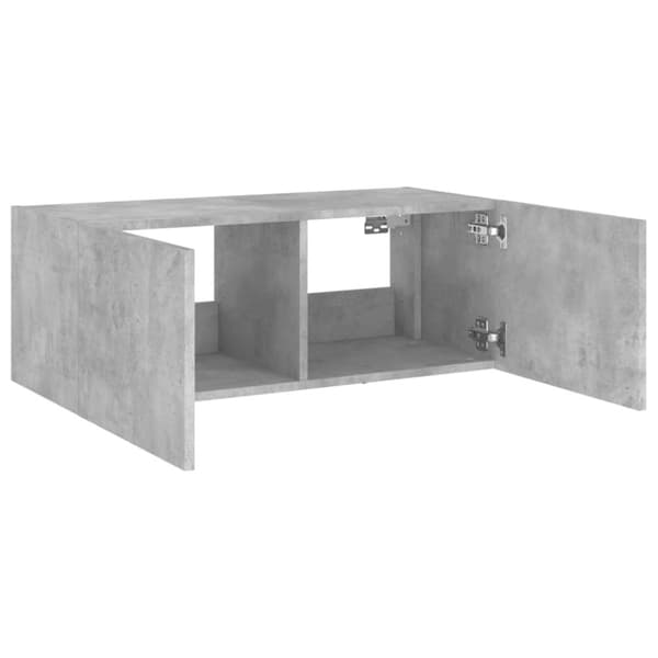 vidaXL Väggmonterad tv-bänk LED betonggrå 80x35x31 cm
