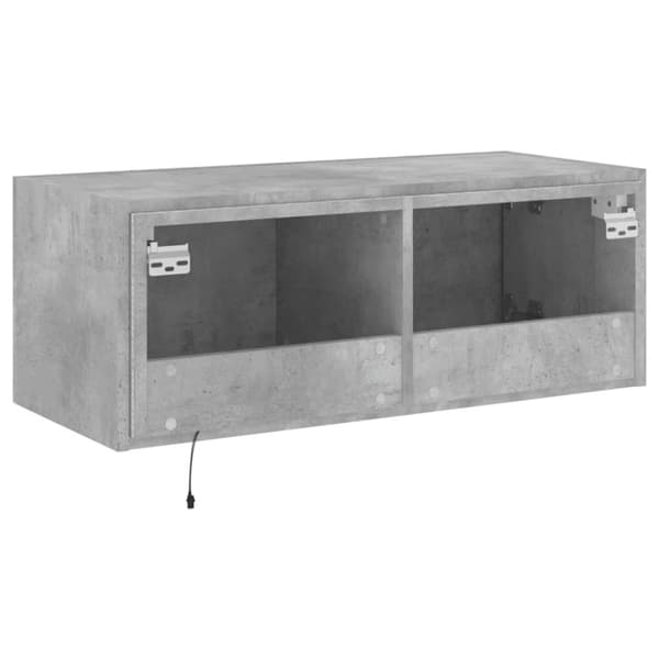 vidaXL Väggmonterad tv-bänk LED betonggrå 80x35x31 cm