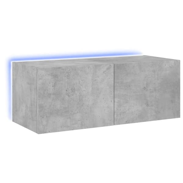 vidaXL Väggmonterad tv-bänk LED betonggrå 80x35x31 cm