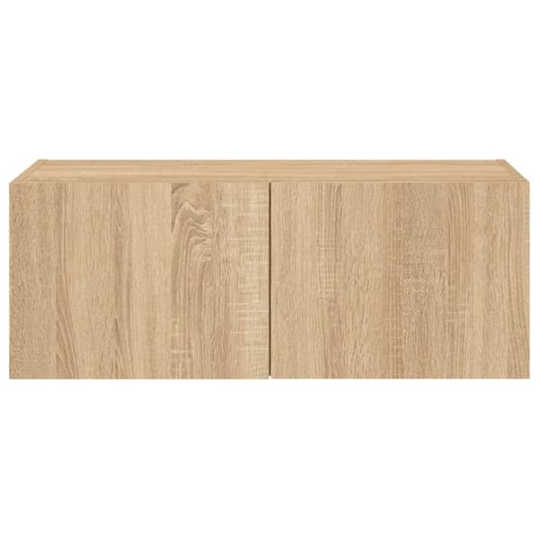 vidaXL Vegghengt TV-benk med LED sonoma eik 80x35x31 cm
