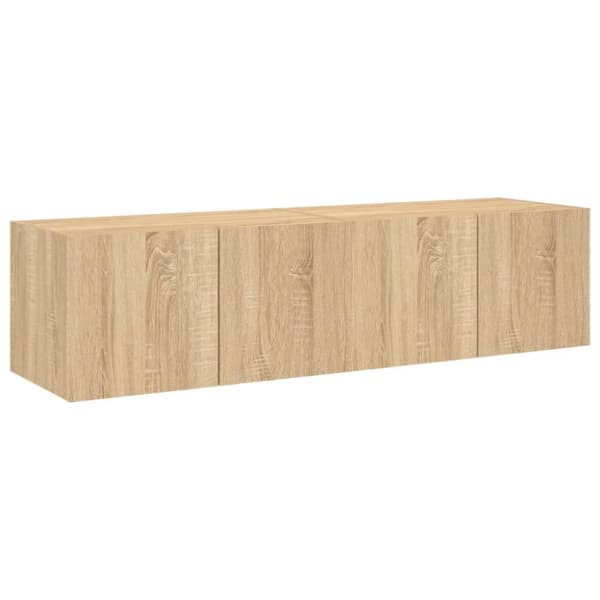 vidaXL væghængte tv-borde 2 stk. med LED-lys 60x35x31 cm sonoma-eg