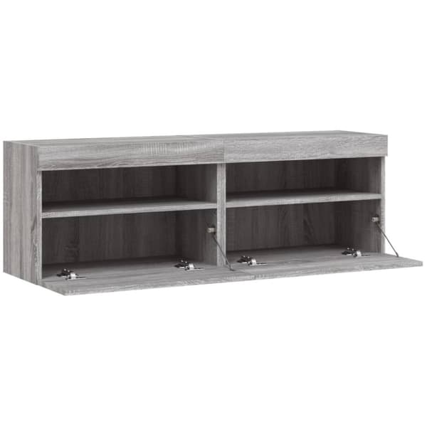 vidaXL Vegghengte TV-benker med LED 2 stk grå sonoma 60x30x40 cm