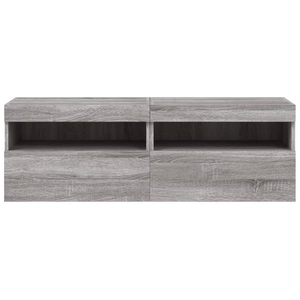 vidaXL Vegghengte TV-benker med LED 2 stk grå sonoma 60x30x40 cm