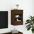 Miniatyrbild 5 av 11: vidaXL Väggmonterad tv-bänk LED brun ek 40x30x60,5 cm