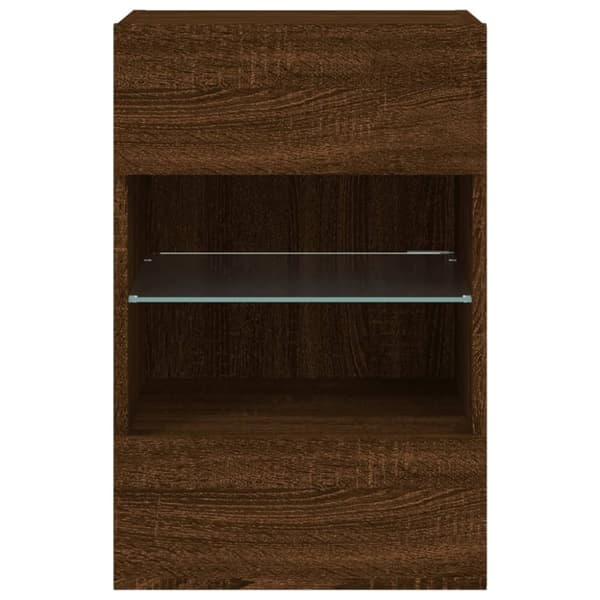 vidaXL TV-seinäkaappi LED-valoilla ruskea tammi 40x30x60,5 cm