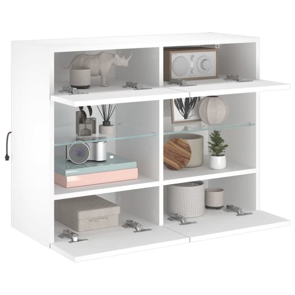 vidaXL TV-seinäkaappi LED-valoilla valkoinen 78,5x30x60,5 cm
