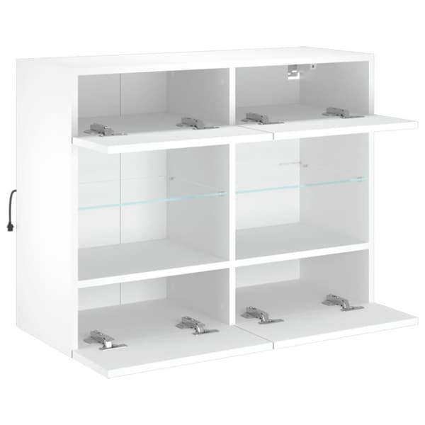 vidaXL TV-seinäkaappi LED-valoilla valkoinen 78,5x30x60,5 cm