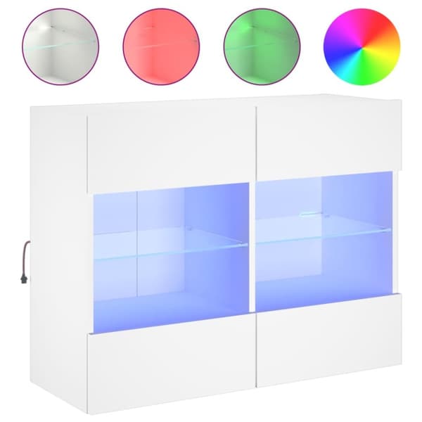 vidaXL TV-seinäkaappi LED-valoilla valkoinen 78,5x30x60,5 cm