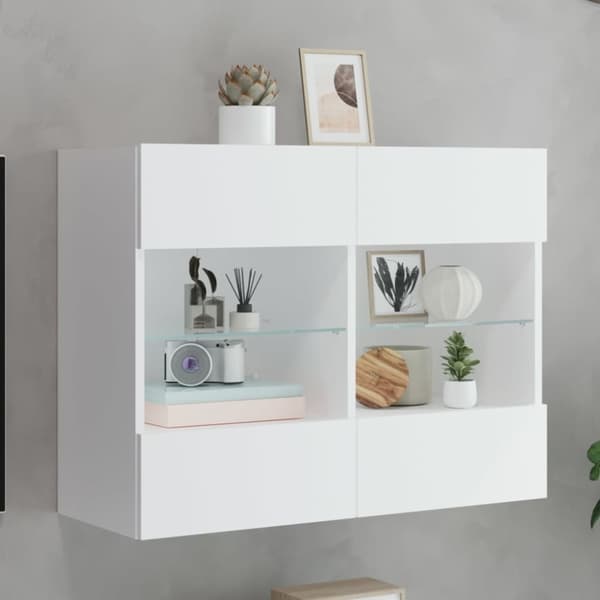 vidaXL TV-seinäkaappi LED-valoilla valkoinen 78,5x30x60,5 cm