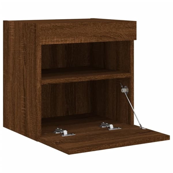 vidaXL TV-seinäkaappi LED-valoilla ruskea tammi 40x30x40 cm