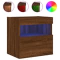 Miniatyrbild 2 av 11: vidaXL Väggmonterad tv-bänk LED brun ek 40x30x40 cm