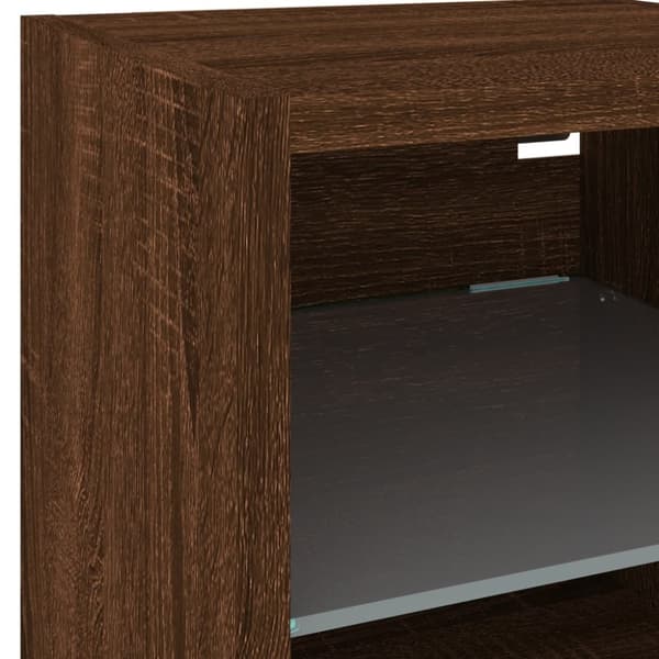 vidaXL TV-seinäkaappi LED-valoilla ruskea tammi 30x28,5x30 cm