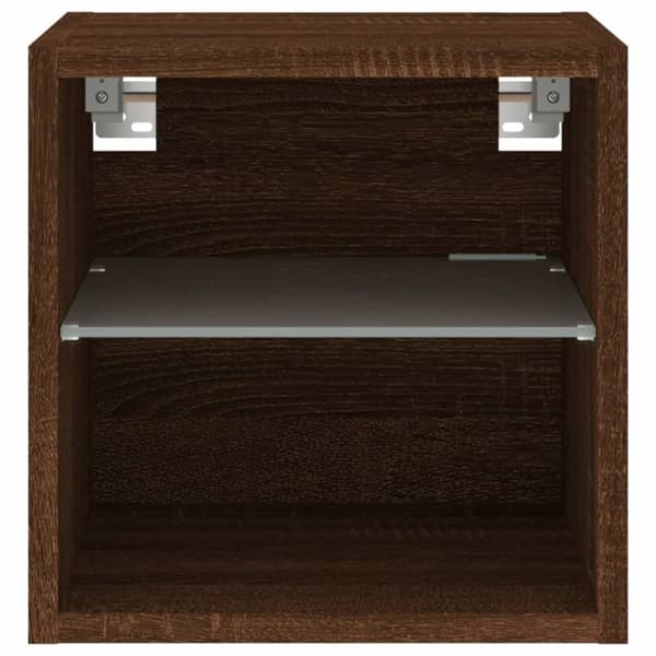 vidaXL Vegghengt TV-benk med LED brun eik 30x28,5x30 cm