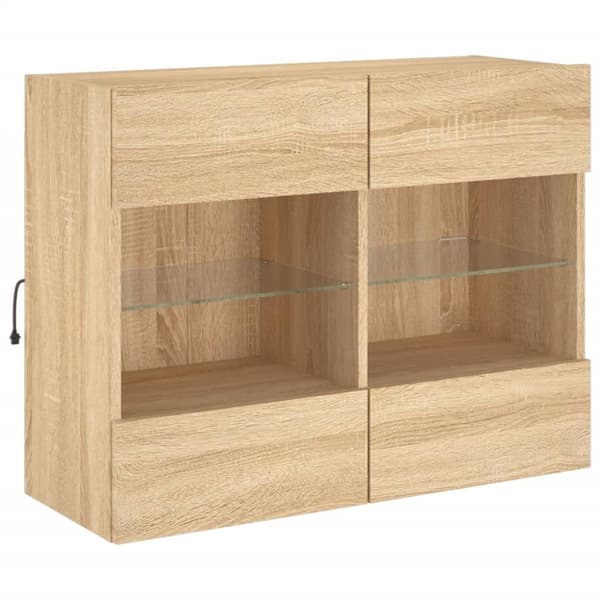 vidaXL Vegghengt TV-benk med LED sonoma eik 78,5x30x60,5 cm