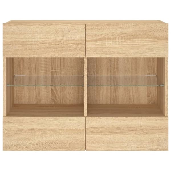 vidaXL Vegghengt TV-benk med LED sonoma eik 78,5x30x60,5 cm