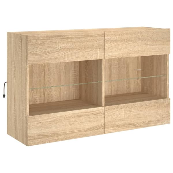 vidaXL Väggmonterad tv-bänk LED sonoma-ek 98,5x30x60,5 cm