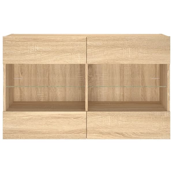vidaXL Väggmonterad tv-bänk LED sonoma-ek 98,5x30x60,5 cm