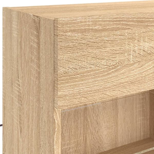 vidaXL Väggmonterad tv-bänk LED sonoma-ek 98,5x30x60,5 cm