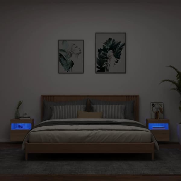 vidaXL væghængte tv-borde 2 stk. med LED-lys 40x30x40 cm sonoma-eg