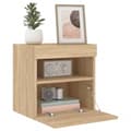 Miniatyrbillede 6 af 11: vidaXL væghængte tv-borde 2 stk. med LED-lys 40x30x40 cm sonoma-eg