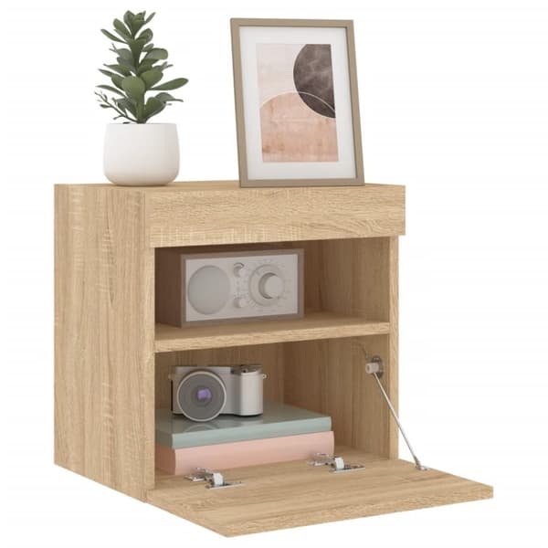 vidaXL væghængte tv-borde 2 stk. med LED-lys 40x30x40 cm sonoma-eg