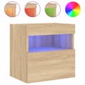 Miniatyrbillede 7 af 11: vidaXL væghængte tv-borde 2 stk. med LED-lys 40x30x40 cm sonoma-eg
