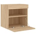 Miniatyrbillede 9 af 11: vidaXL væghængte tv-borde 2 stk. med LED-lys 40x30x40 cm sonoma-eg